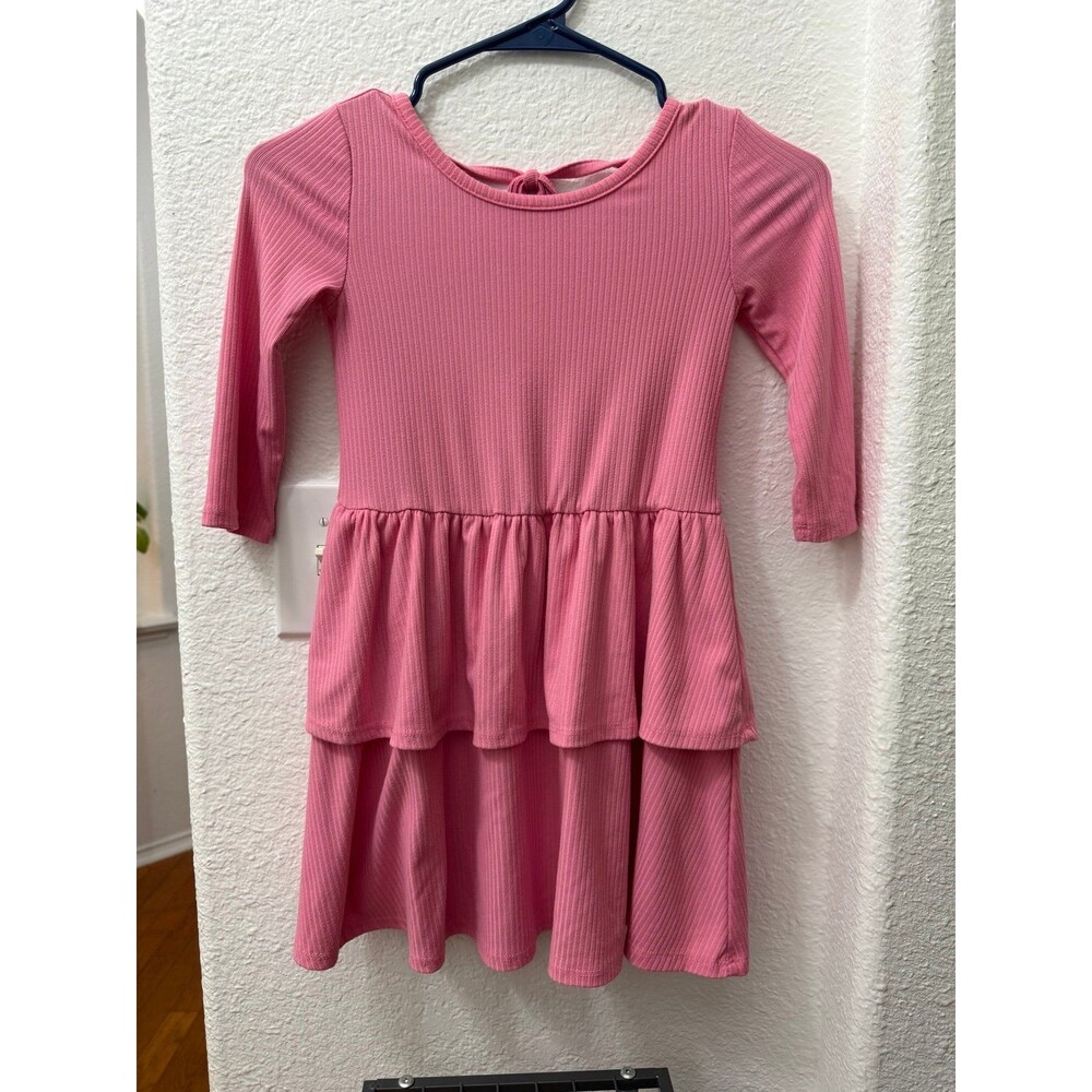 Epic Threads Girls Pink Ribbed Tiered Dress Size 6